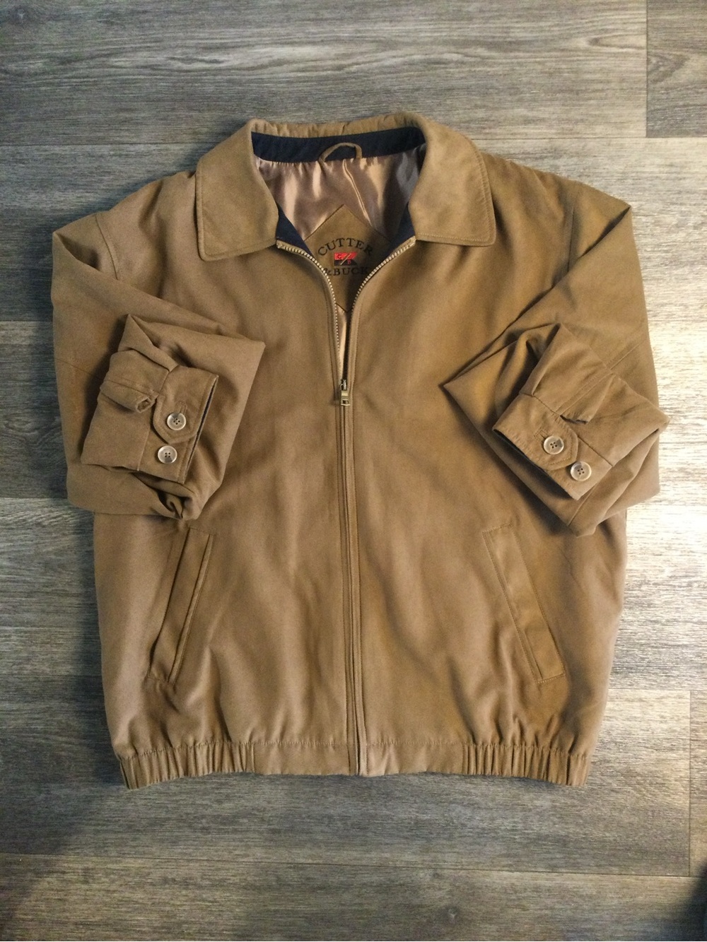 Cutter & Buck Tan Zip-Front Bomber Jacket